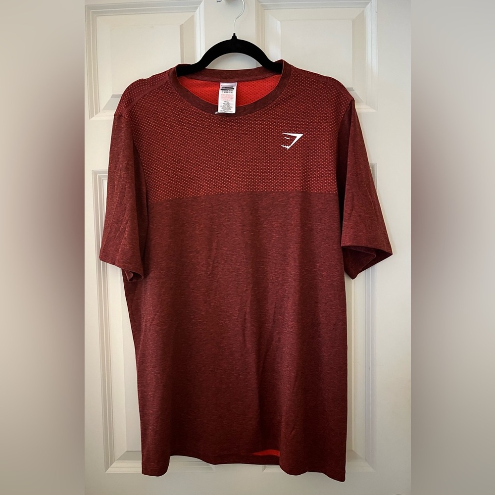 Men’s Gymshark Vital T-Shirt Red Marl Activewear Workout Nylon/poly size L